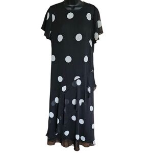 LOFT Black Dress with White Polka Dots